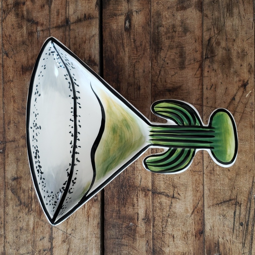 Clay Art Ceramic Cactus Margarita / Martini  Drink Shape Barware. Olive dish